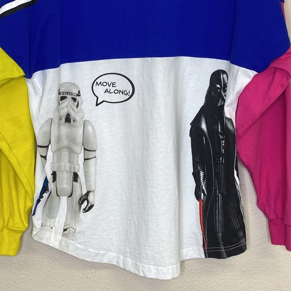 Disney Star Wars SPIRIT JERSEY Vintage Action Figures Colorblock Size Small - Picture 7 of 10